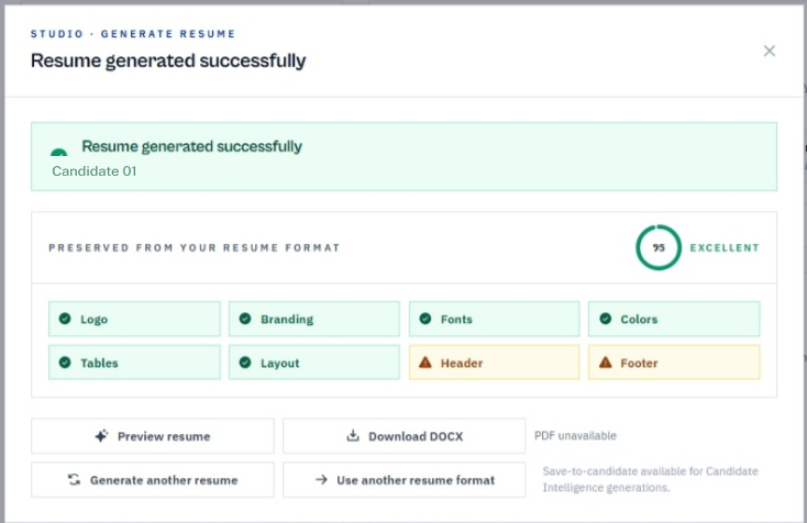 Avric.ai Resume Studio — branded resume preparation workflow